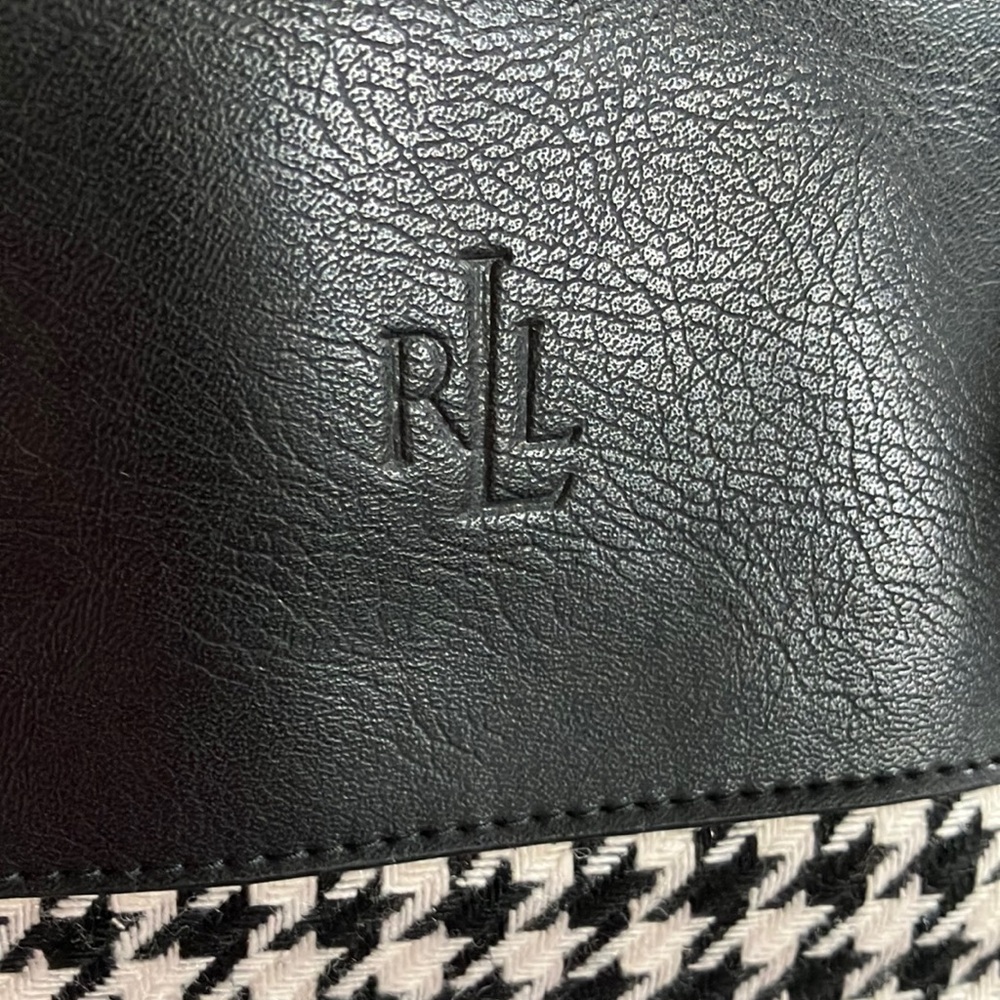 Lauren Ralph Lauren Black and White Houndstooth Tote - Picture 2 of 6